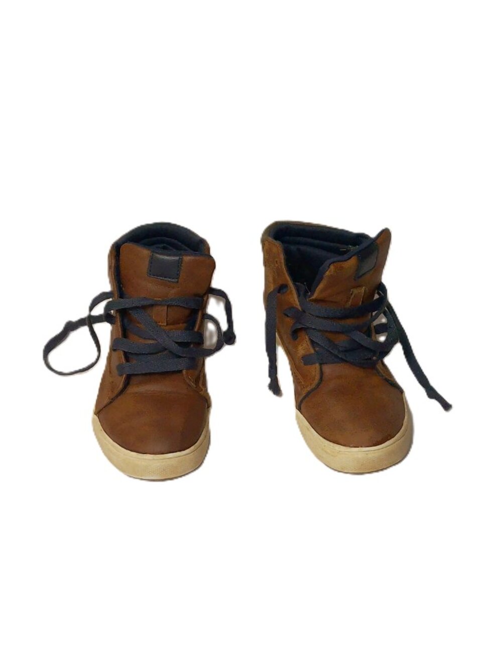 Wonder Nation Boys High-Top Sneakers Brown Faux Leather Laced Size 1 YTH